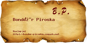 Bondár Piroska névjegykártya
